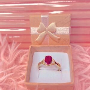 🌹 Gold Toned Ruby Red CZ Ring 🌹 7 NWT